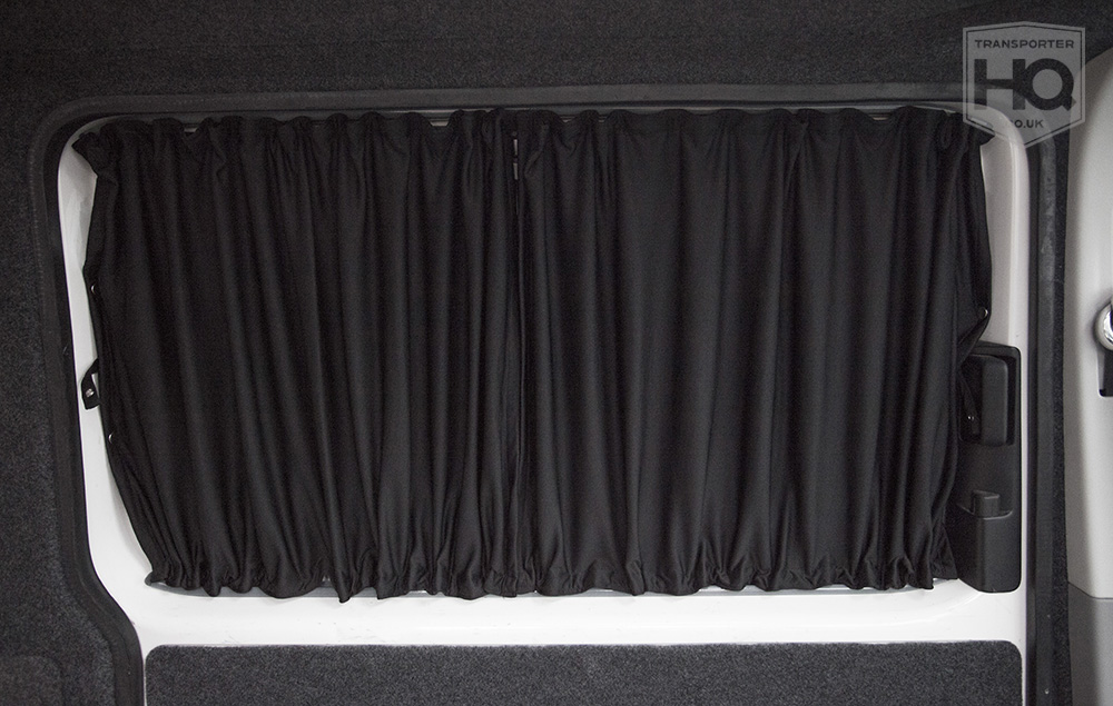 Ford Transit Custom (2024-) Passenger Side (Sliding Door) Curtains - Black